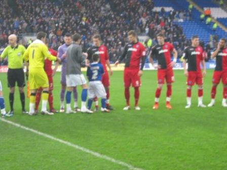 Shaking hands with Portsmouth FC